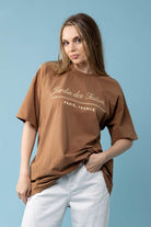 brown t-shirt