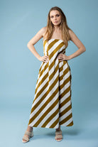 striped bias maxi dress