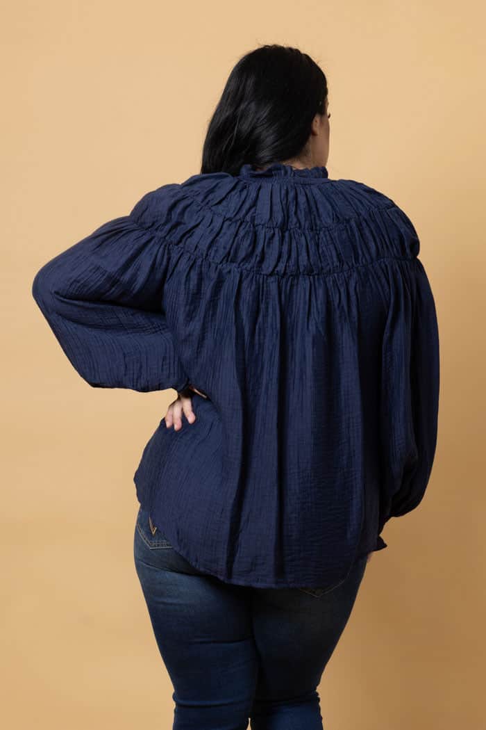 Jontee Long Sleeve Blouse Navy – Augustine