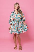 green floral mini dress