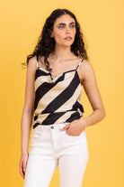 striped cowl neck top