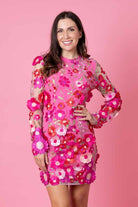 pink embroidered flower dress