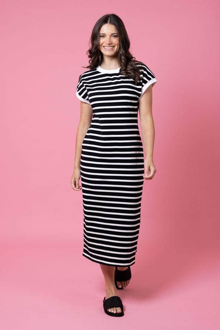 black striped maxi dress