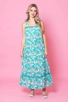 teal floral midi maxi dress