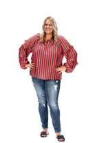 pink striped top plus size