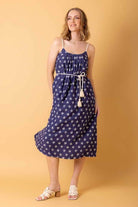 navy floral midi dress