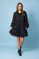 black mini shirt dress