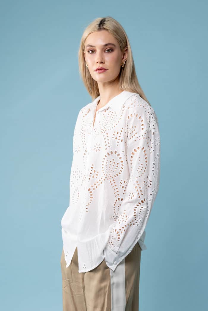 Louise Shirt Embroidered White – Augustine