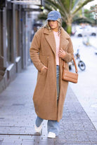 soft caramel teddy style long winter coat