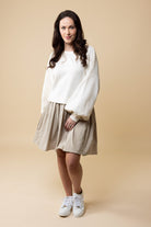 beige sweater midi dress