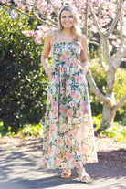 peach floral maxi dress
