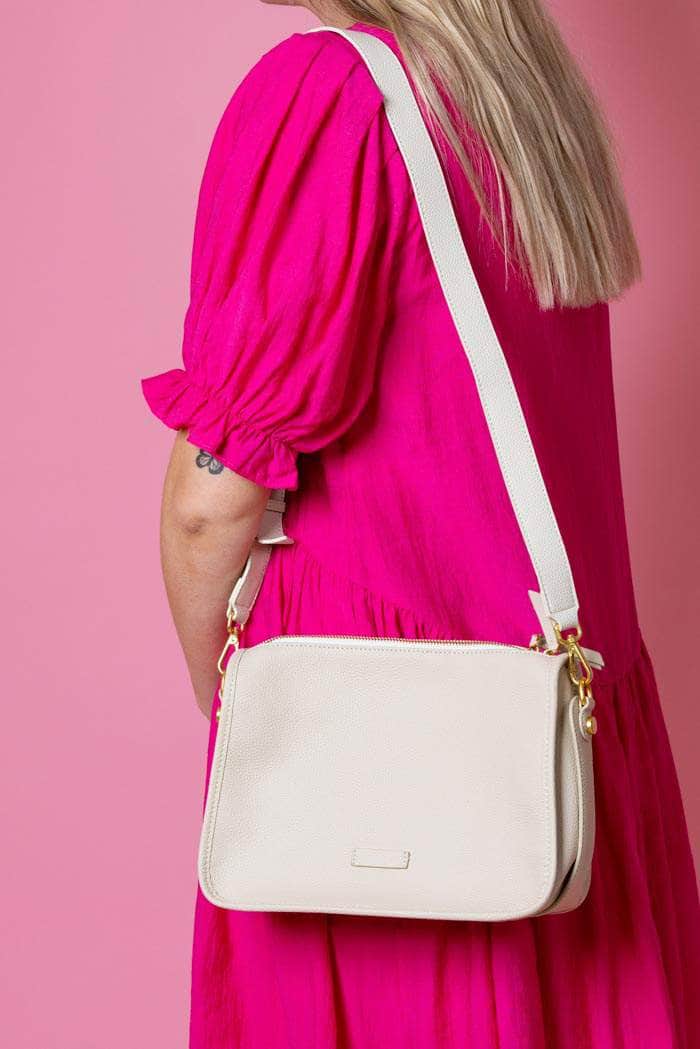 cream leather handbag