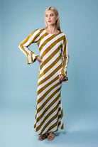 striped bias-cut maxi dress