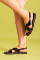 black leather sandals