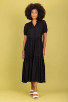 black check midi dress