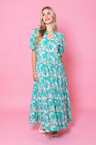 teal paisley midi dress 