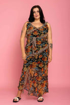 floral bias-cut dress plus size