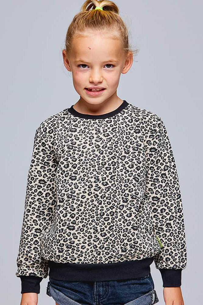 girls black leopard sweater