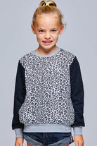 girls leopard print basic sweater