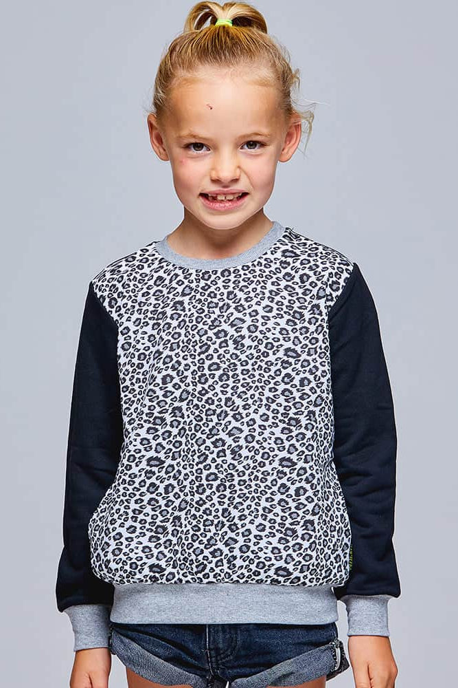 girls leopard print basic sweater