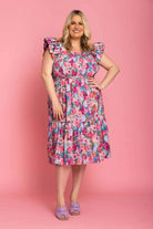 pink floral midi dress plus size
