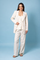 cream gold striped blazer