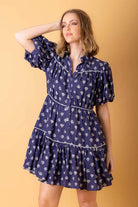 navy tiered mini dress