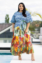 blue orange maxi dress plus size