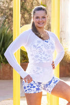 white sleeve top activewear