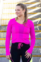 pink top sleeve activewear plus size