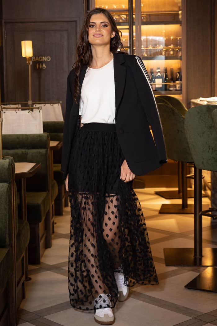 black dots maxi skirt