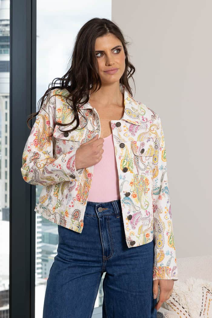 Ava Denim Jacket Paisley – Augustine