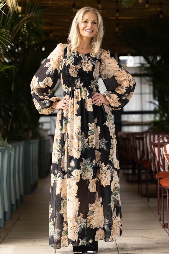 black floral maxi dress