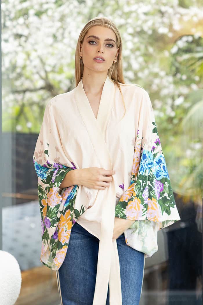 floral cream kimono