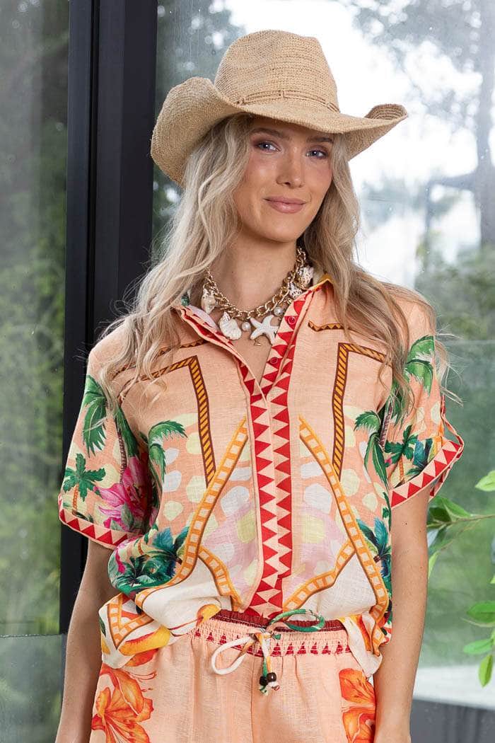 tropical peach shirt