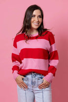 Red Pink Striped Knit