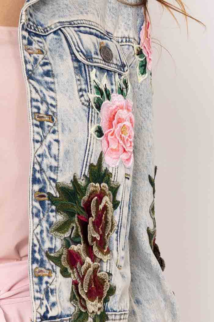 Lily Denim Embroidered Jacket Blue – Augustine