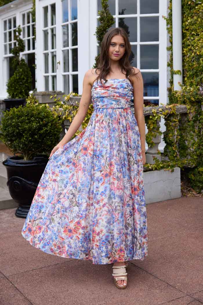 Blue floral maxi dress