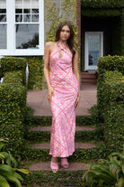 Pink halter maxi dress