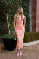 Orange mesh maxi dress