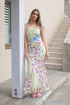 Green floral maxi dress