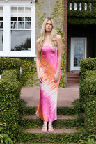Pink, white, orange maxi dress