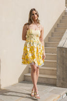 Yellow floral mini dress
