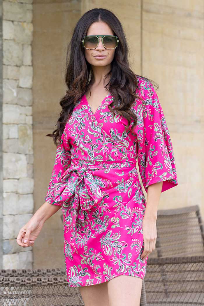 Pink paisley mini dress