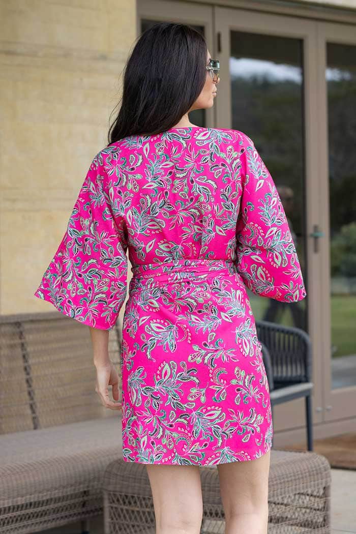 Halle Kimono Paisley Fluro Pink – Augustine