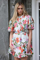 White floral shirt mini dress