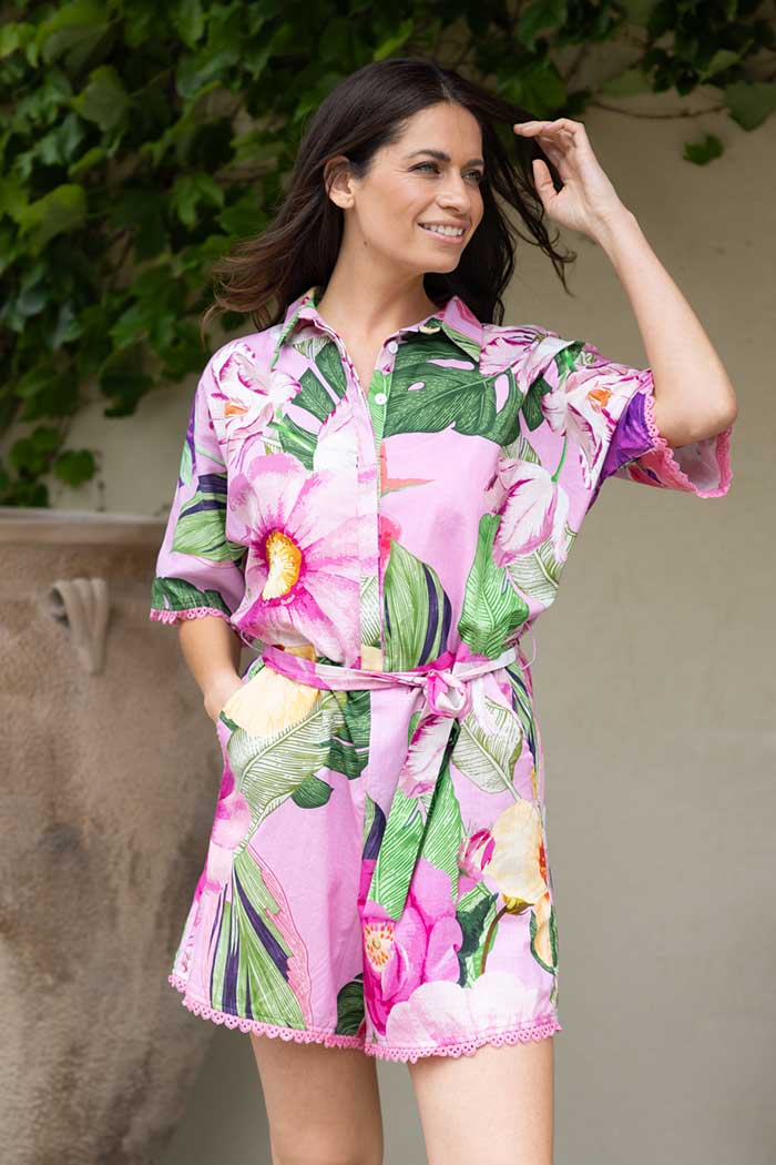 Pink floral playsuit