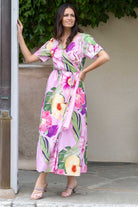 Pink floral maxi dress
