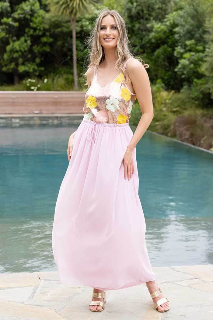 Chloe Maxi Dress Sequin Rose Gold Augustine Chloe Maxi Dress Sequin Rose Gold Augustine