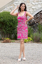 hot pink paisley shift dress